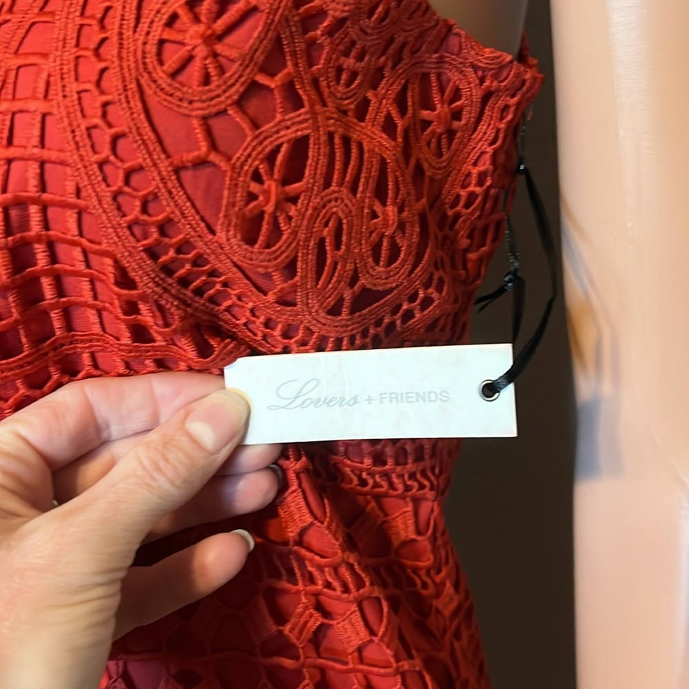 Lovers and Friends Caspian Red Lace Shift Dress - Picture 4 of 11